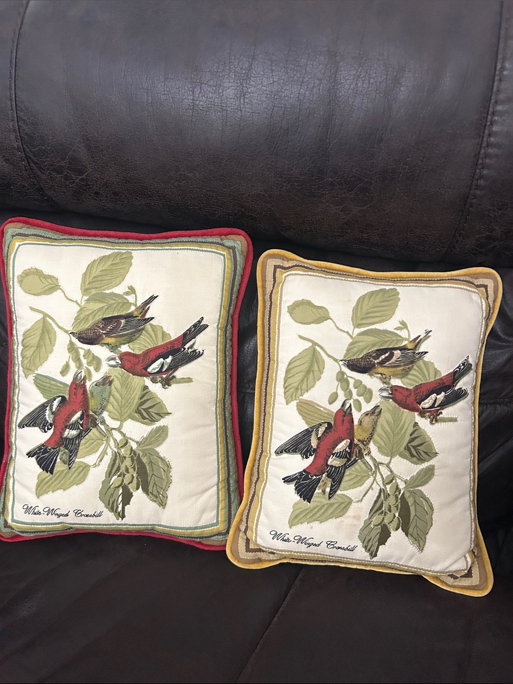(2) Vintage Bird Throw Pillows -Small
